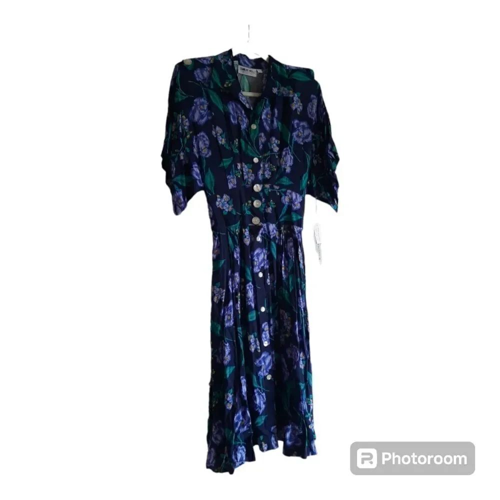 Vintage Caroline Wells Collection Iris Button Front Dress